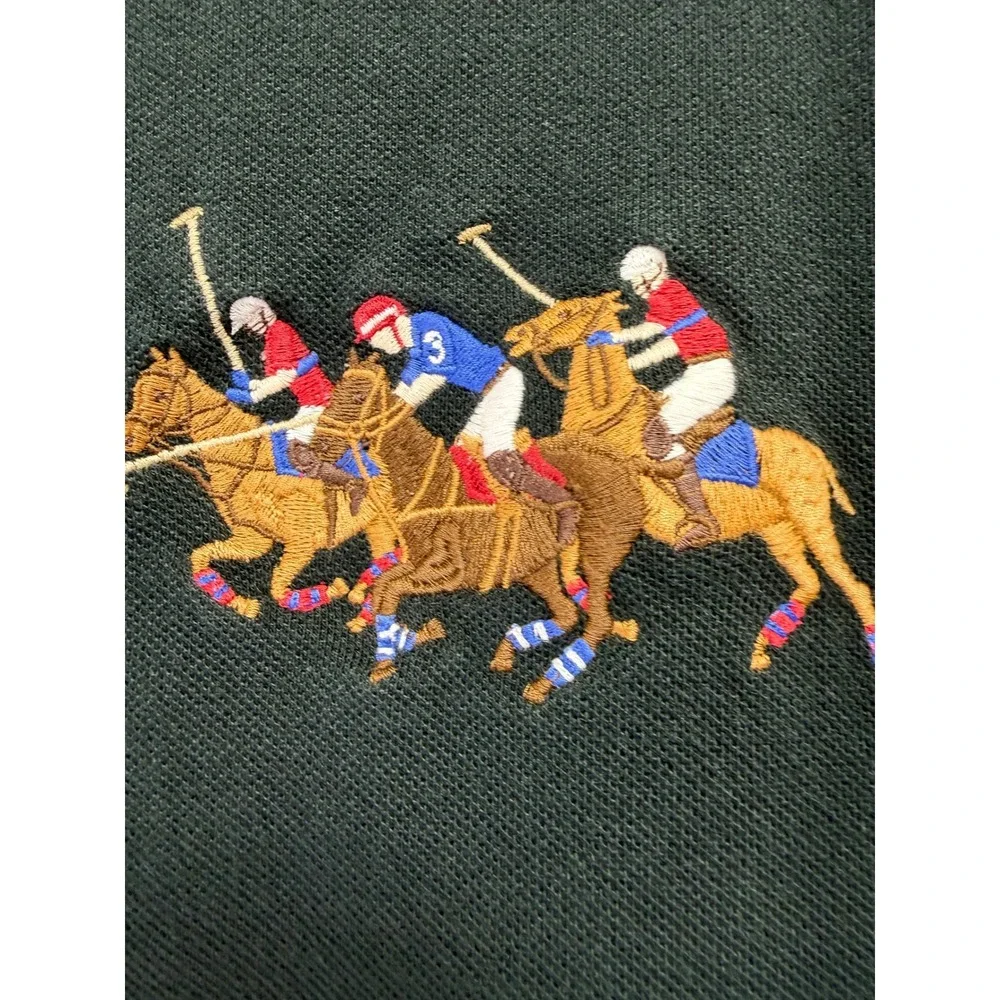 Polo Ralph Lauren Mens XL Custom Fit Black Triple Pony Embroidered Polo (K6)